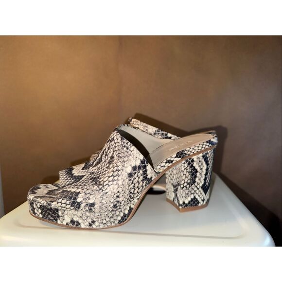 Vince Platform Mule Sandal in Snake Skin Embossed Leather - Picture 4 of 8